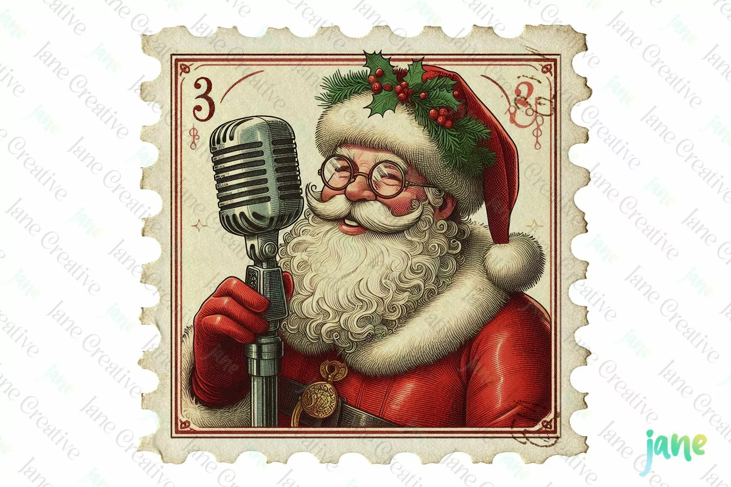 Postage Stamp Santa Claus Clipart product image 1