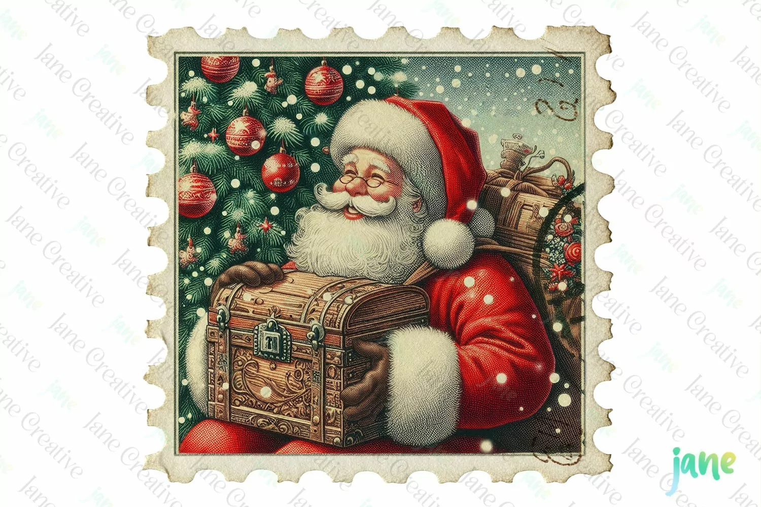 Postage Stamp Santa Claus Clipart product image 1