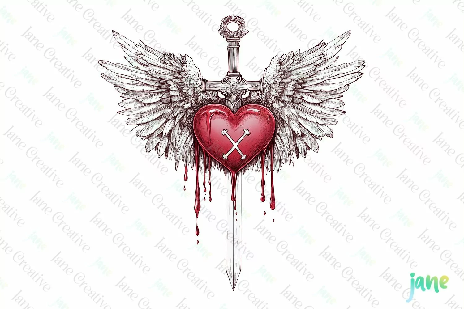 Vintage Heart Clipart Sublimation product image 1