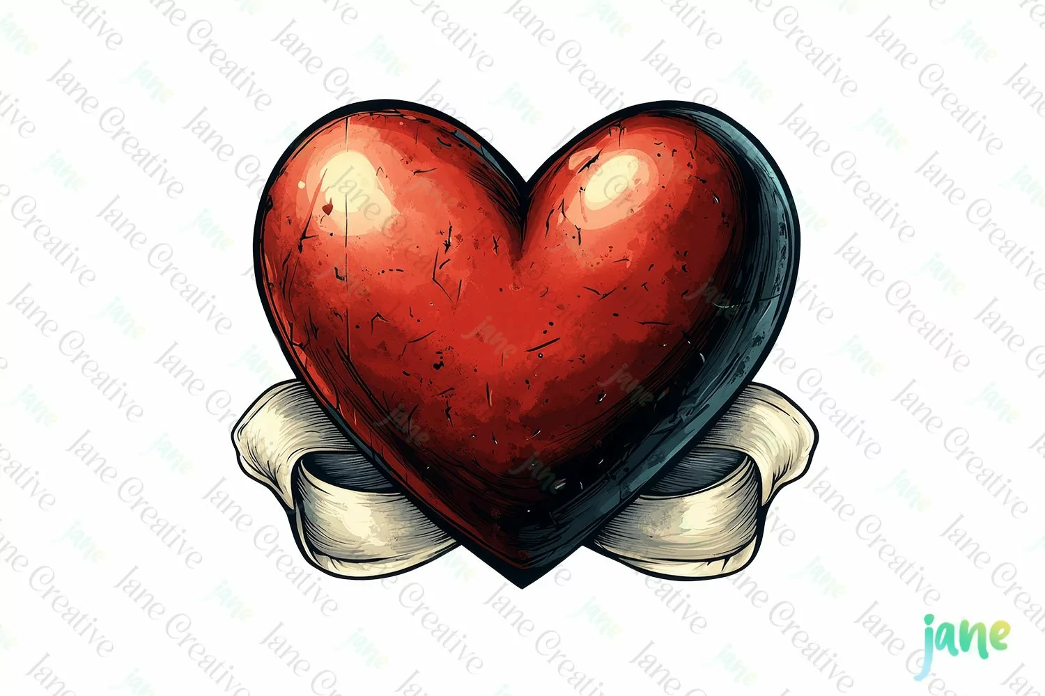 Vintage Heart Clipart Sublimation product image 1