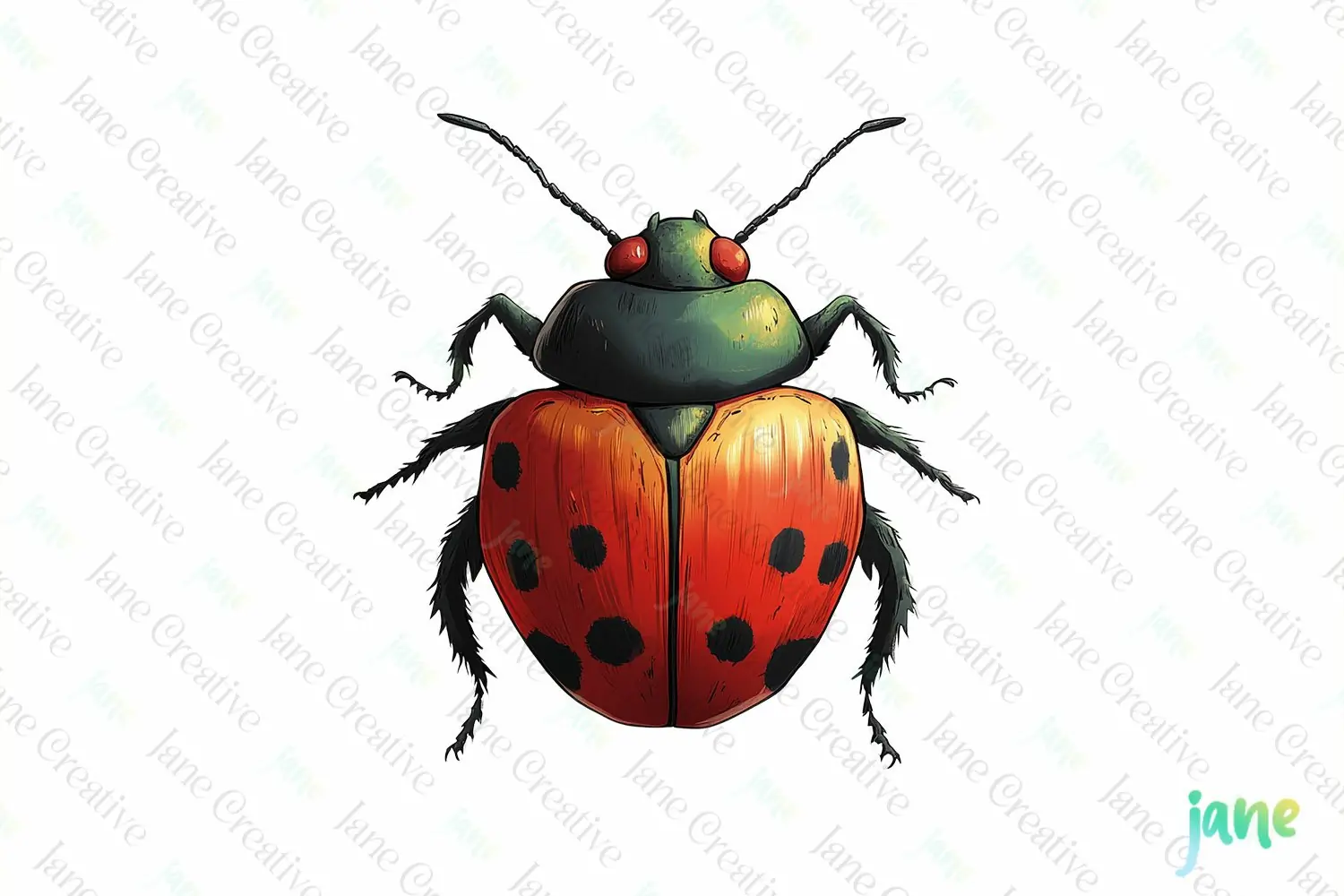 Ladybug Vintage Insect Clipart Sublimation product image 1