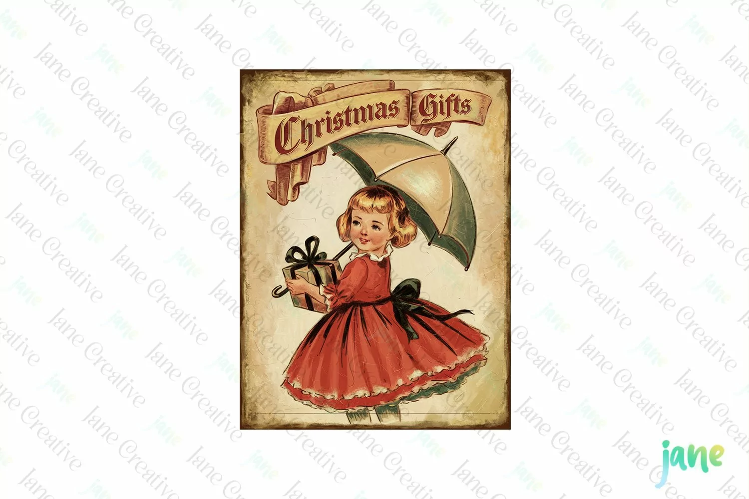 Vintage Kids At Christmas Clipart product image 1