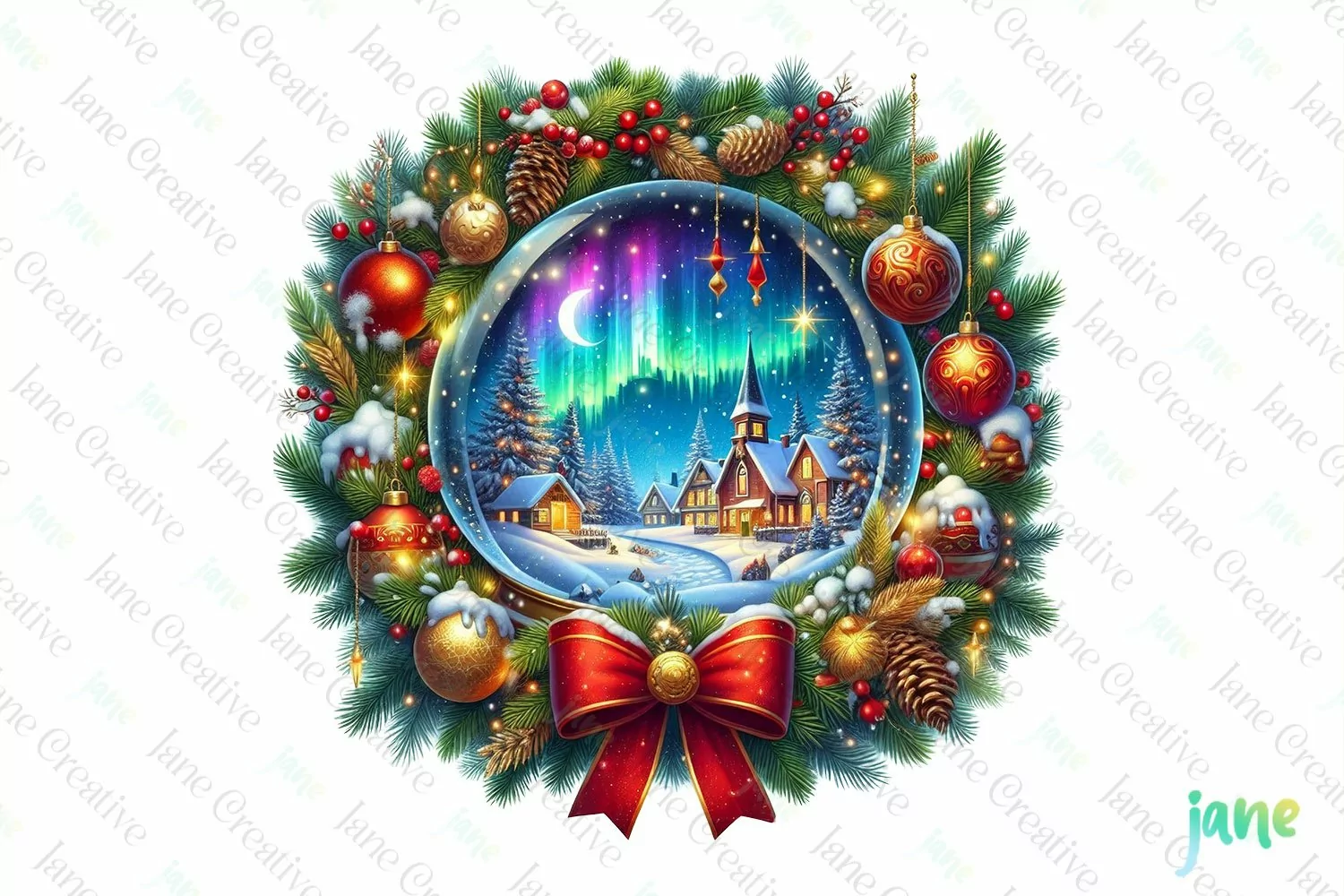 Watercolor Christmas Scenes Sublimation product image 1