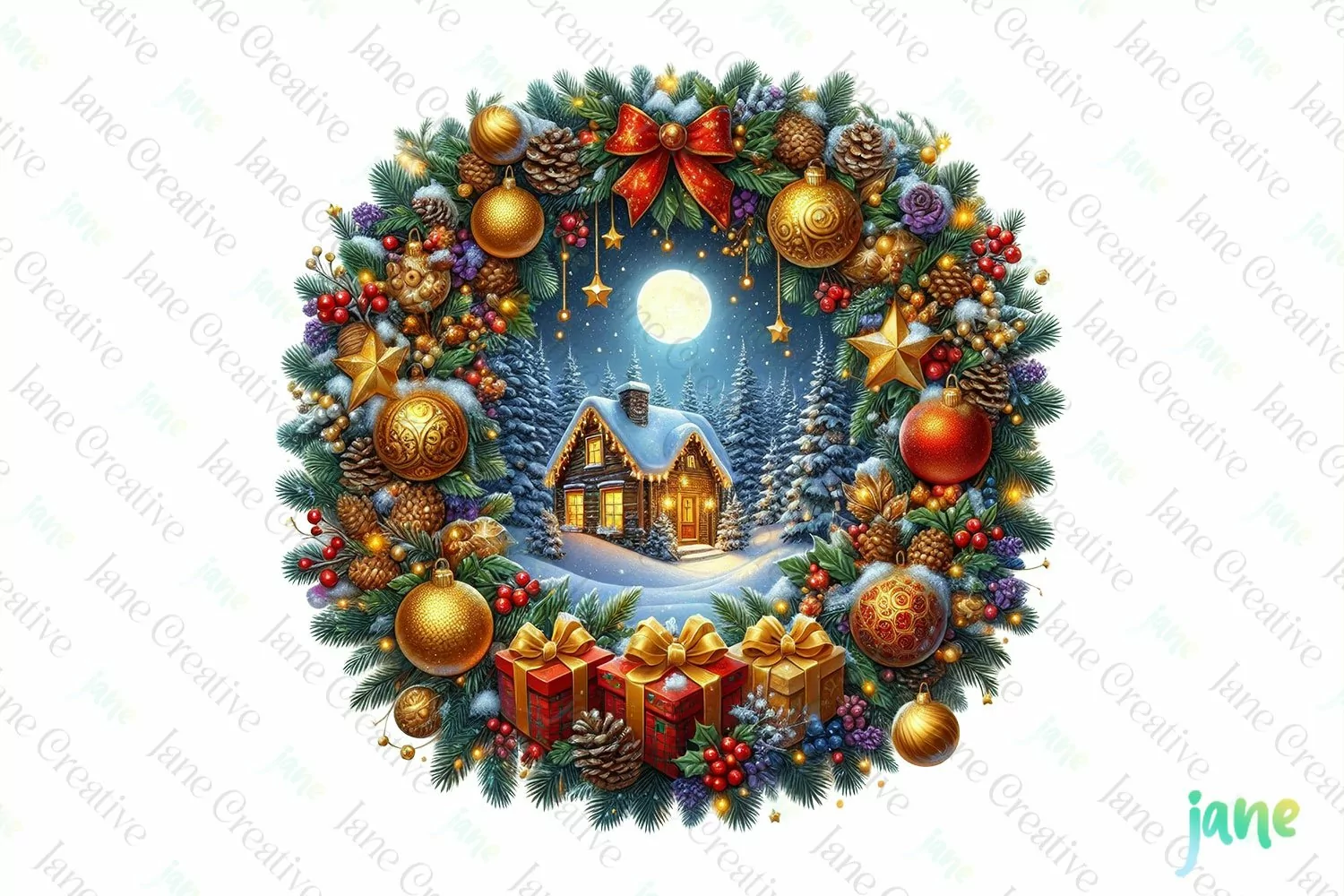 Watercolor Christmas Scenes Sublimation product image 1