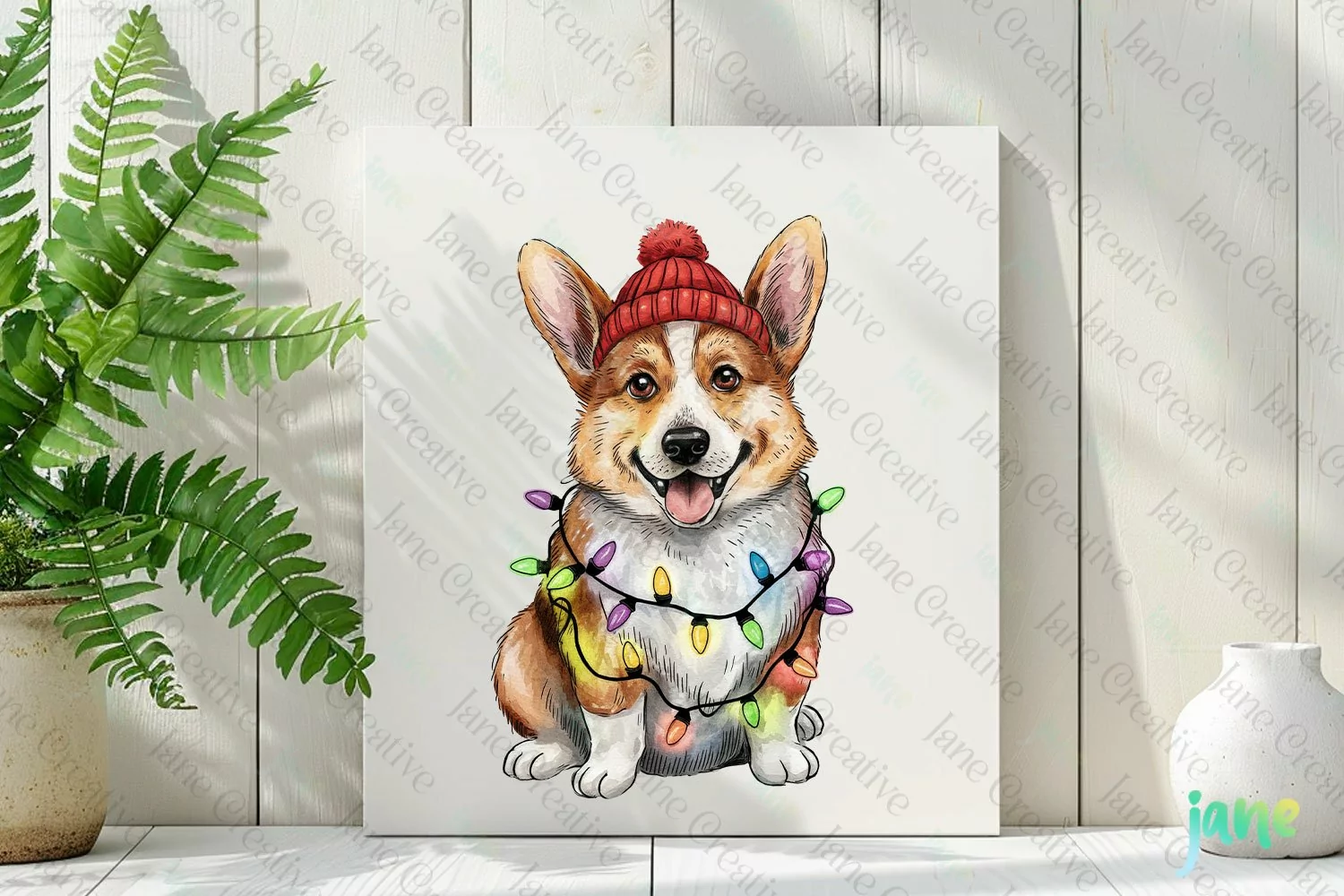 Little Christmas Corgi Dog Clipart product image 1
