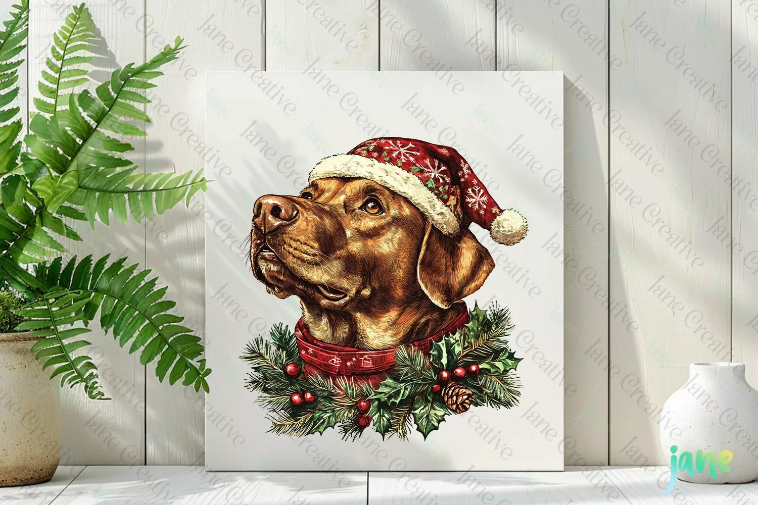 Labrador Retrieve Dog Old Vintage Christmas Sublimation product image 1