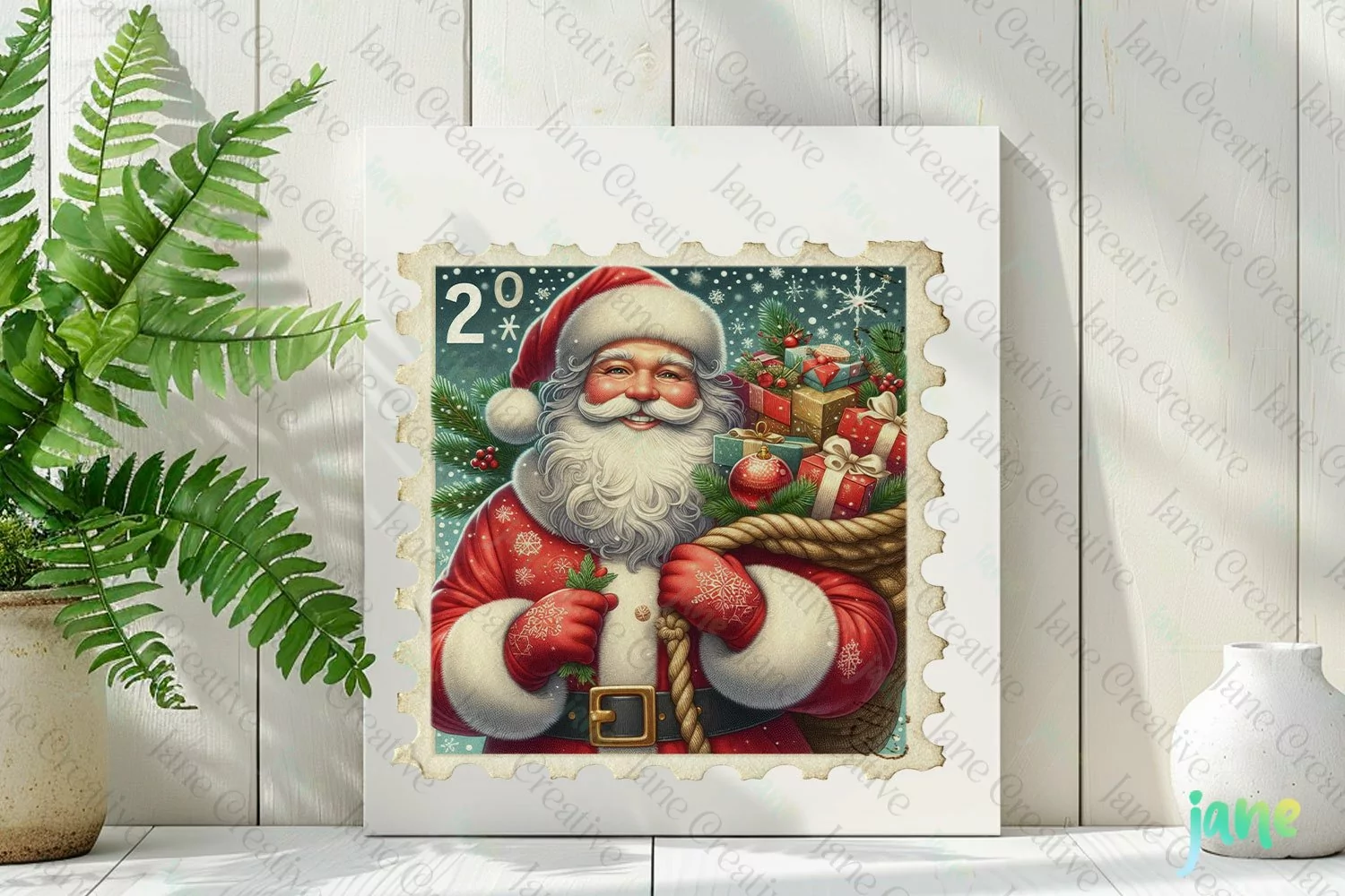 Postage Stamp Santa Claus Clipart product image 1