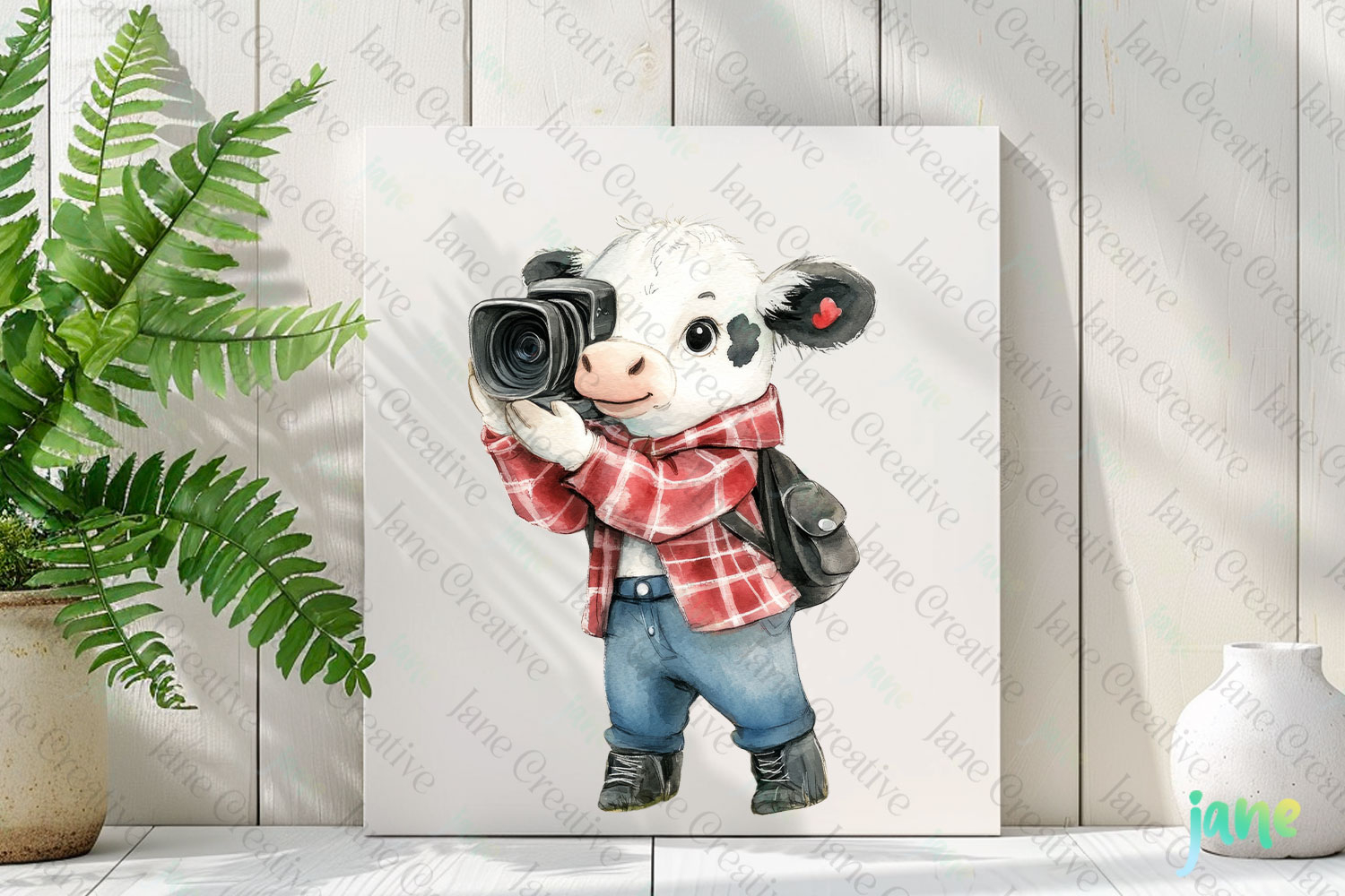 Cow Watercolor Cute Animals Photographer product image 1