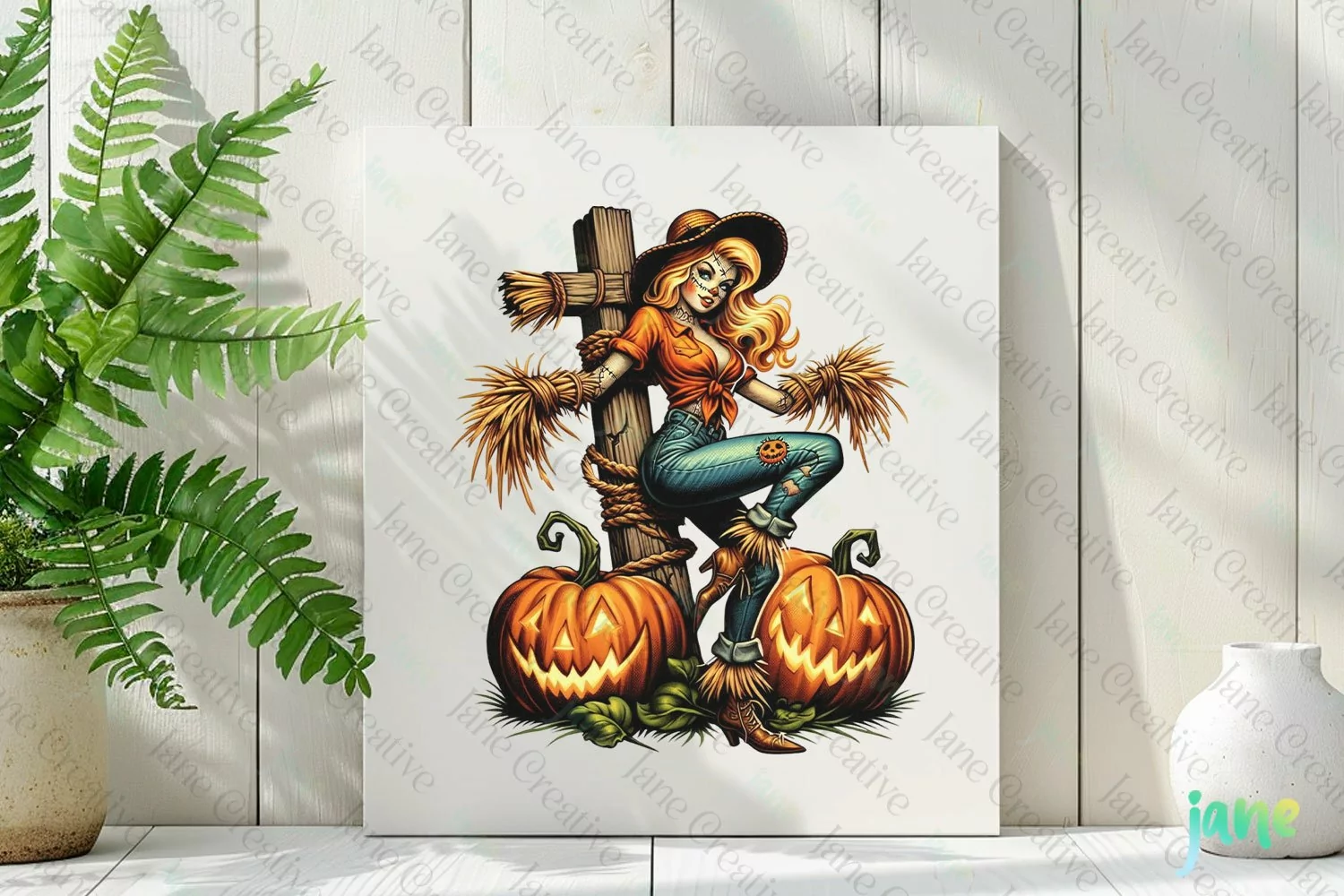 Halloween Vintage Pin-up Girl Clipart product image 1