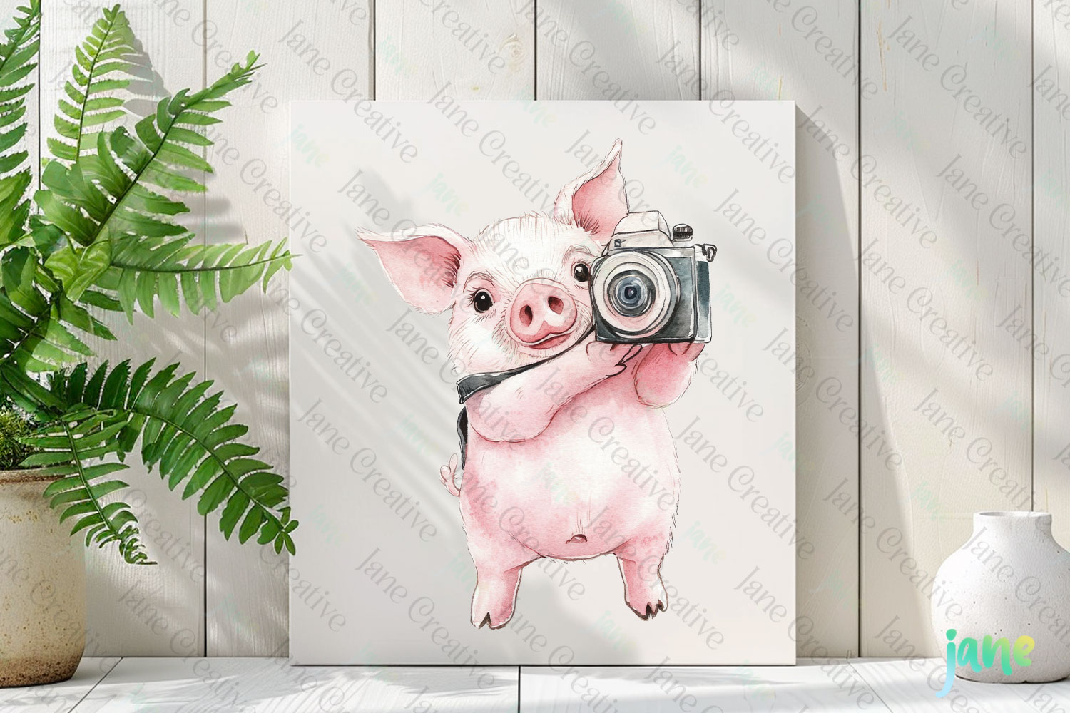 Pig Watercolor Cute Animals Photographer product image 1