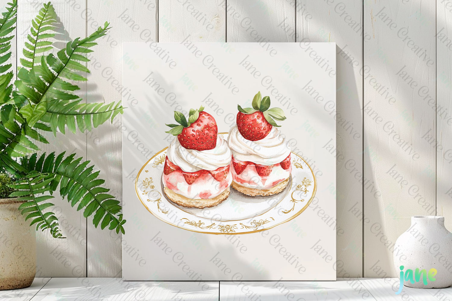 Watercolor Strawberry Clipart PNG product image 1