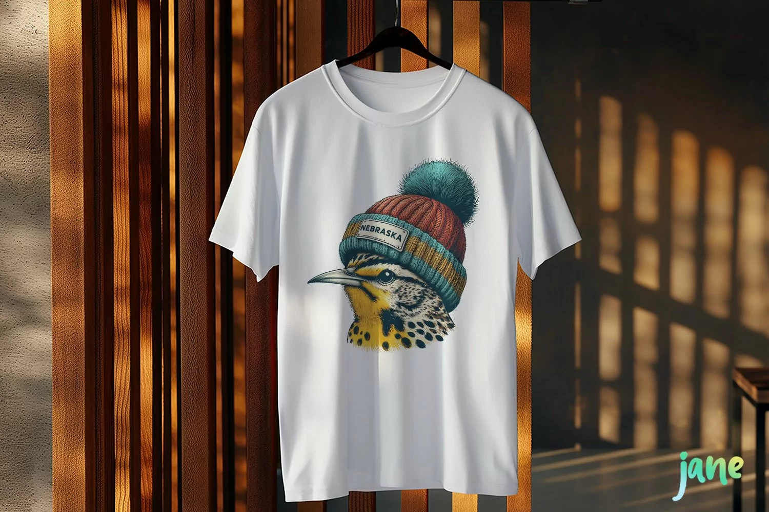 Nebraska Western Meadowlark Wearing a Knit Beanie Clipart product image 1