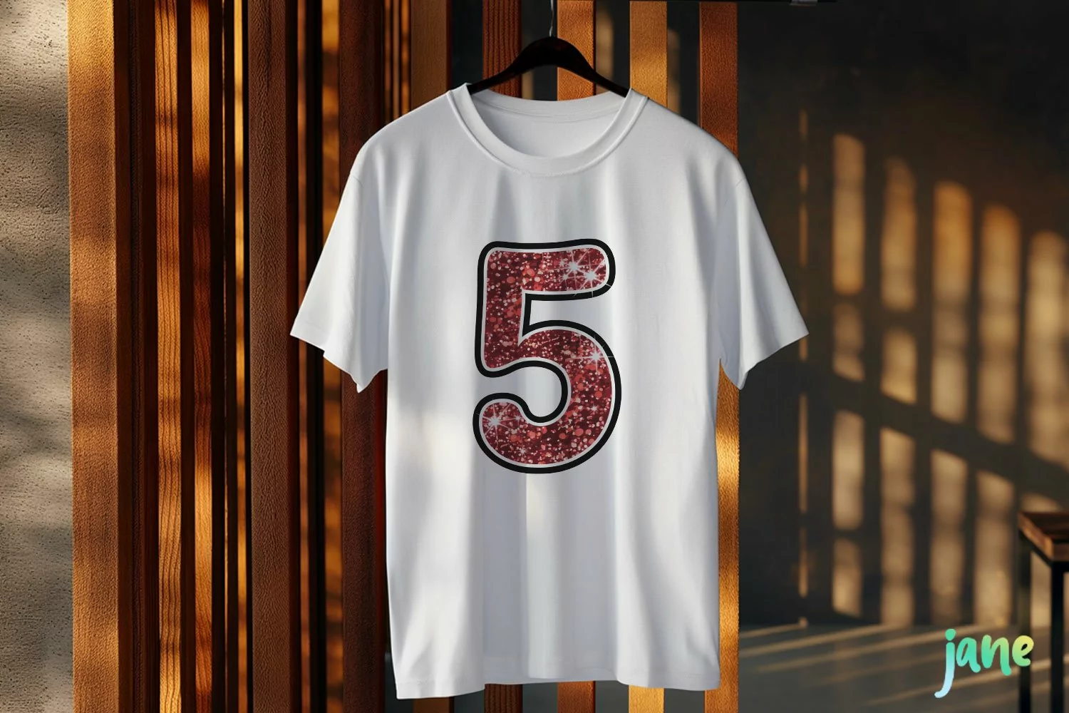 Red Glitter Sequin Alphabet Number 5 - Design Bundles