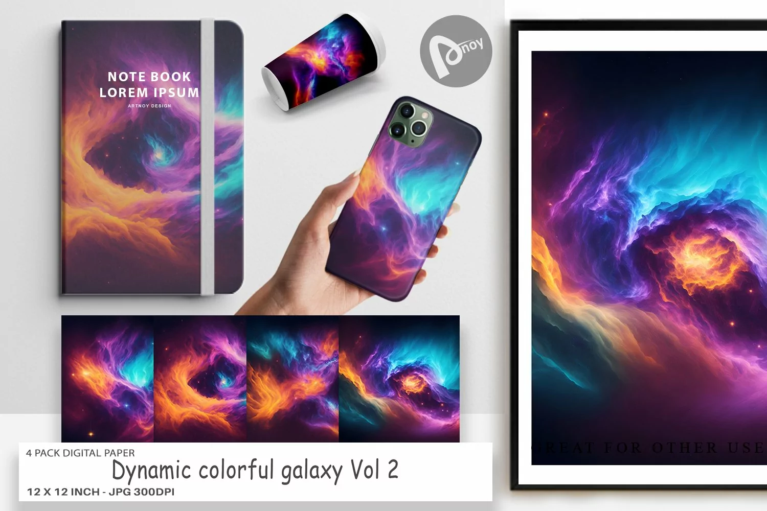Digital Paper Dynamic colorful galaxy product image 1