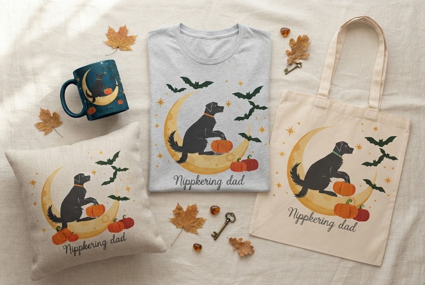 Halloween Black Dog Pumpkin PNG | Spooky Moonlit Dog Design product image 1