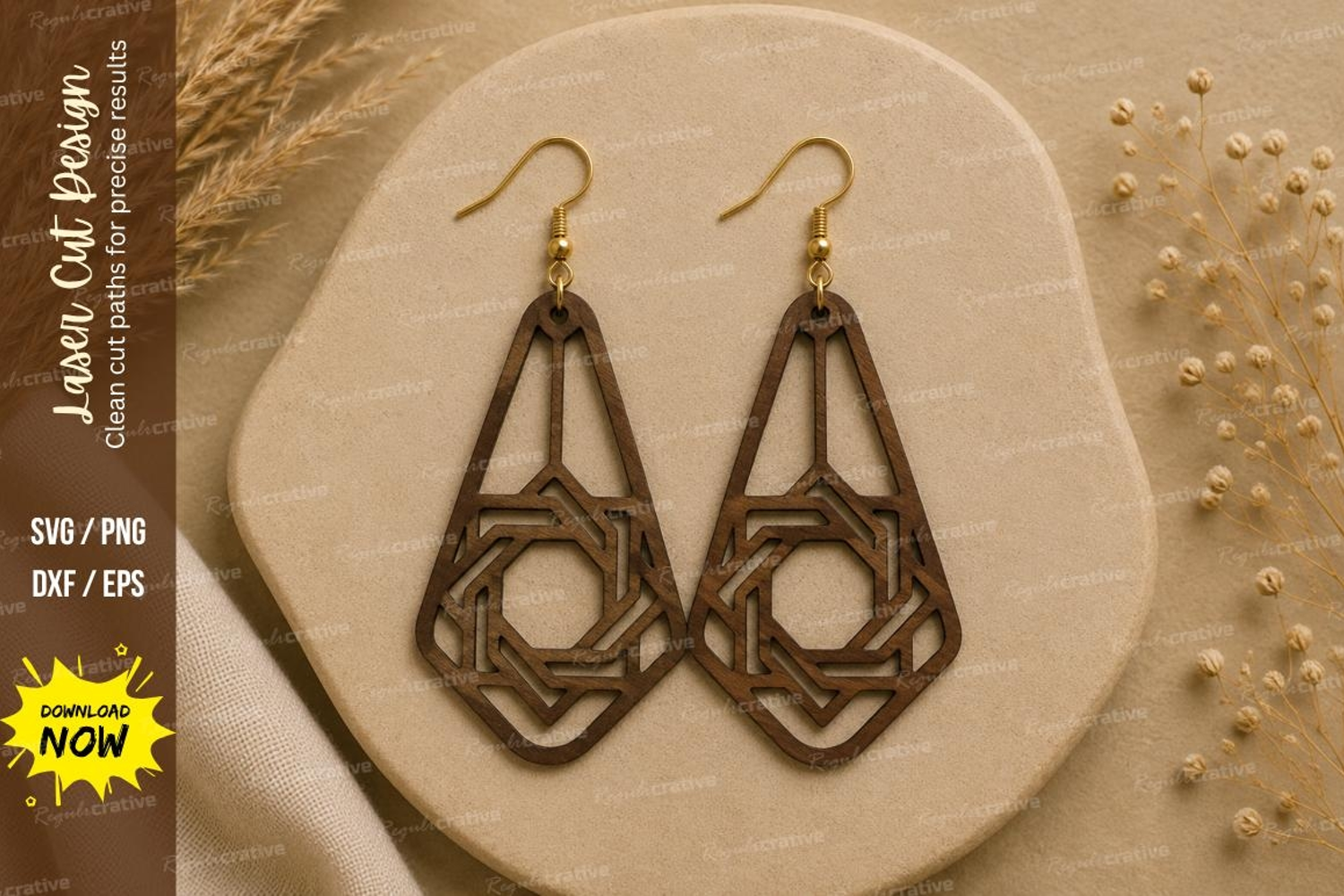 Geometric Drop Earrings Laser Cut SVG File geometric earring product image 1