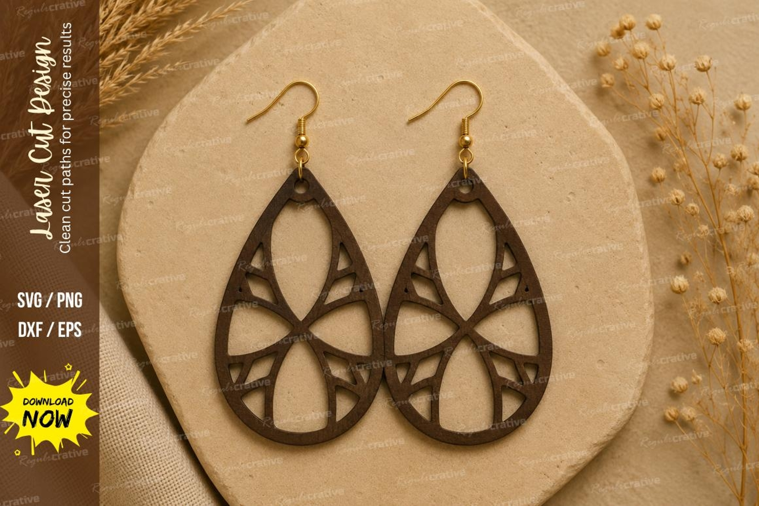 Abstract Floral Earrings Laser Cut SVG File abstract earring product image 1