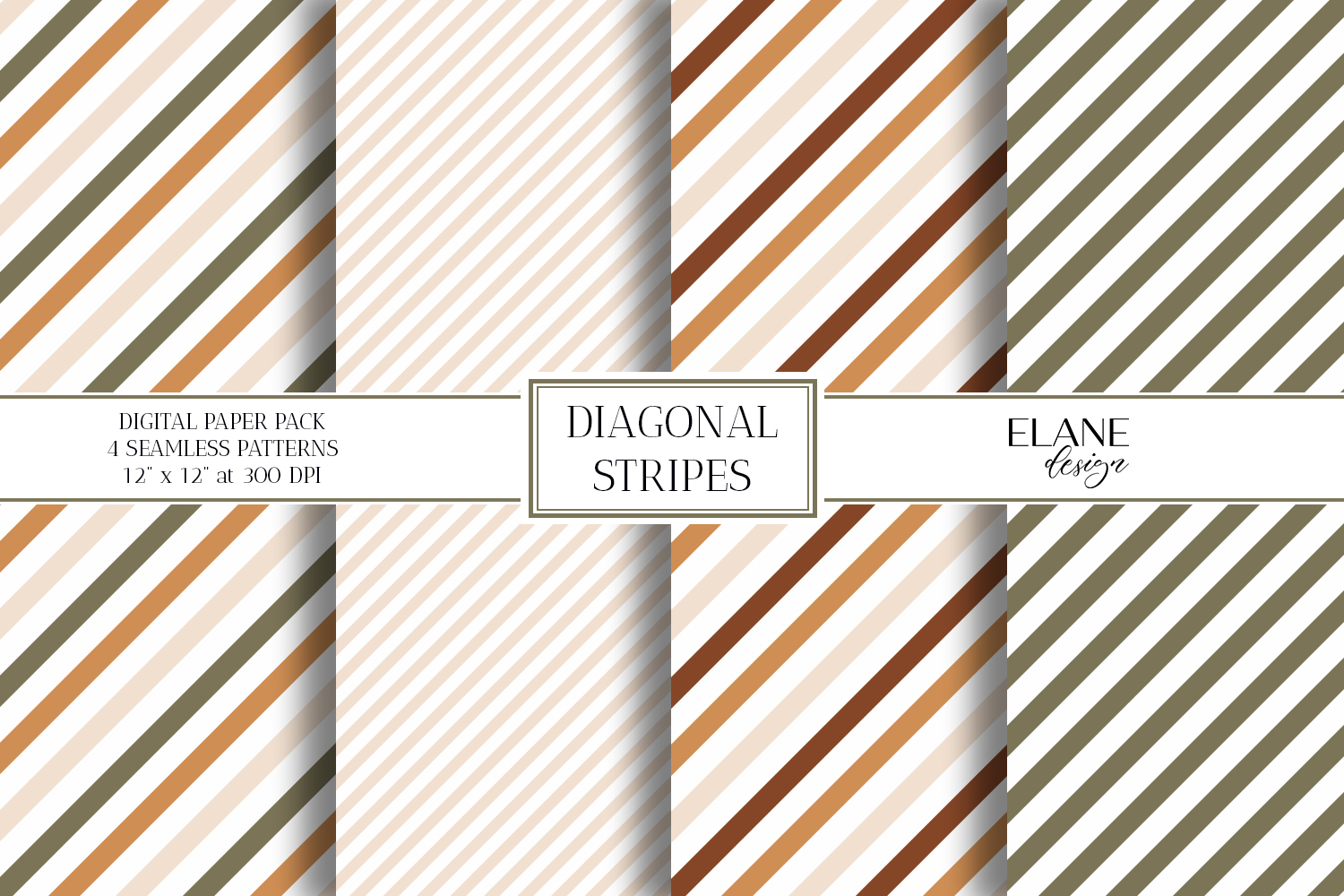 Nature Earth Tones Diagonal Stripes, Fall Seamless Patterns product image 1