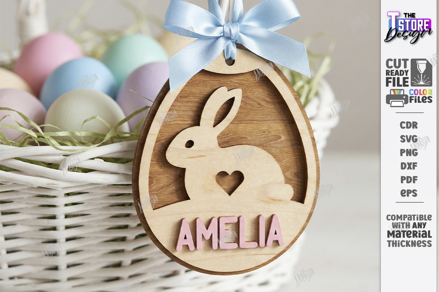 Easter Basket Tag Laser Cut | Hanging Name Tag | Gift Label product image 1