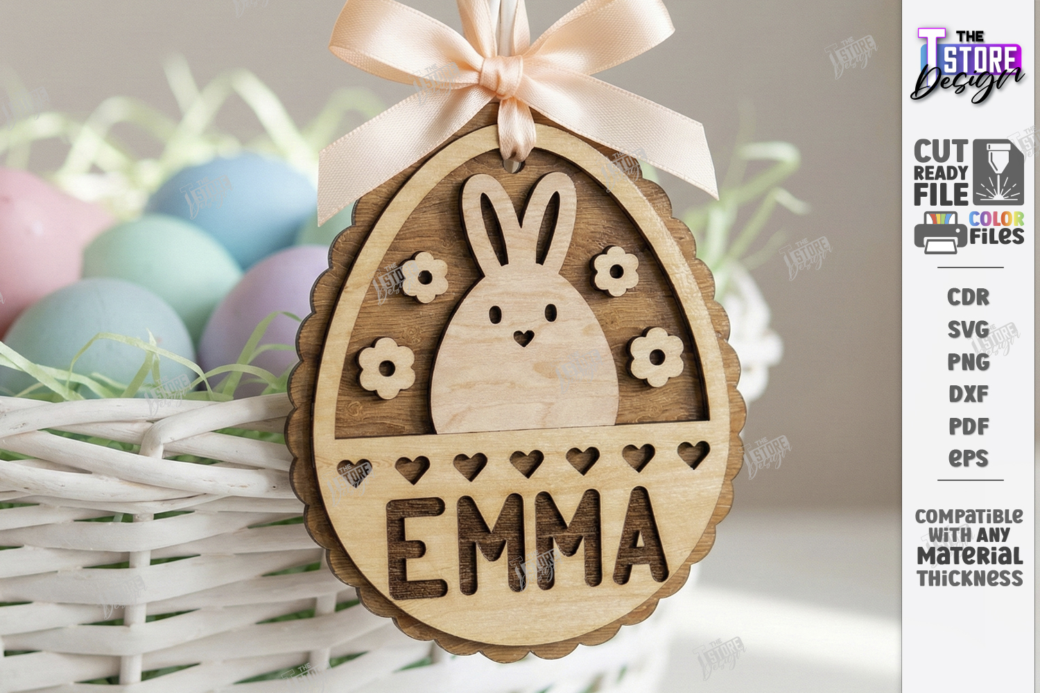 Easter Basket Tag Laser Cut | Hanging Name Tag | Gift Label product image 1