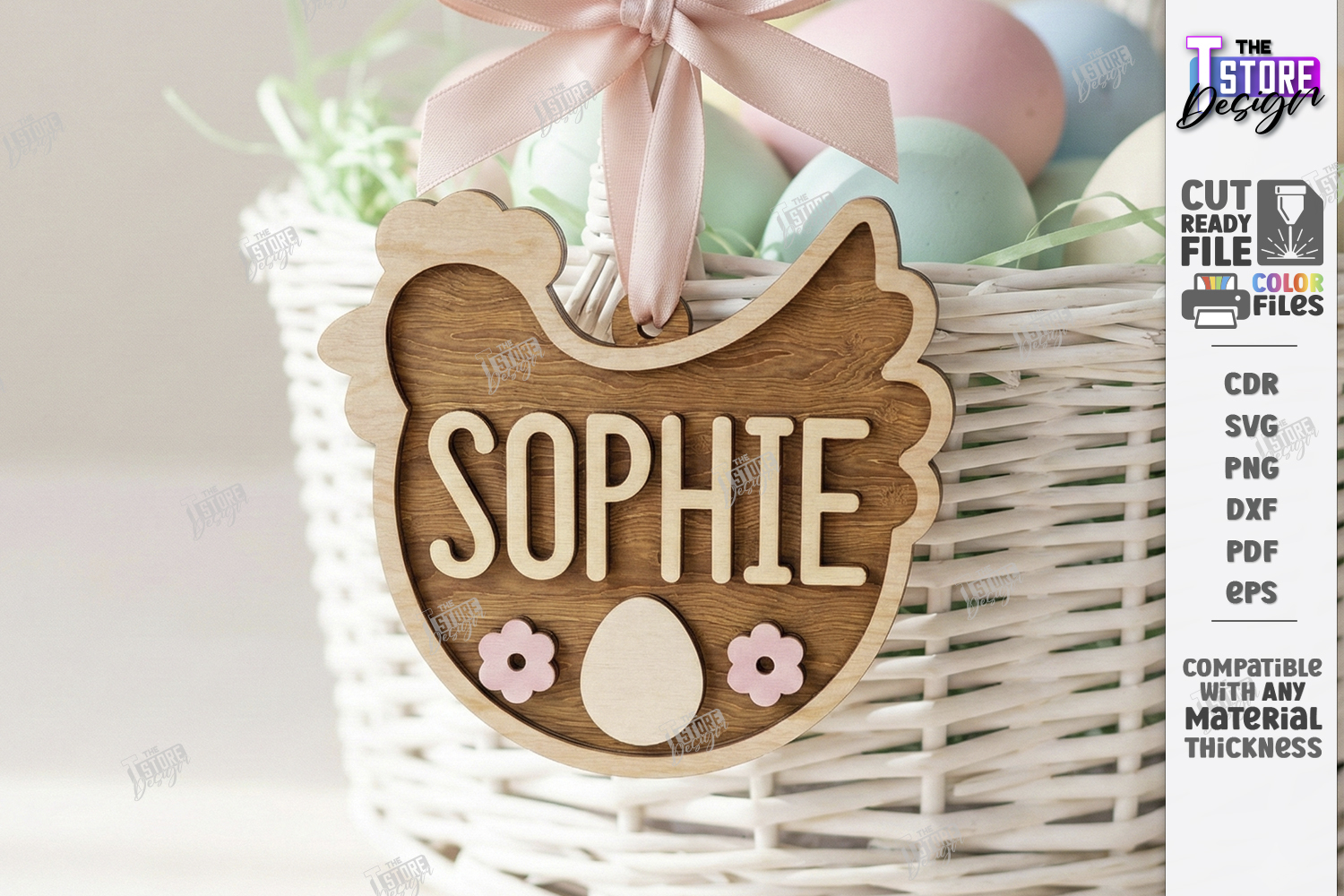 Easter Basket Tag Laser Cut | Hanging Name Tag | Gift Label product image 1