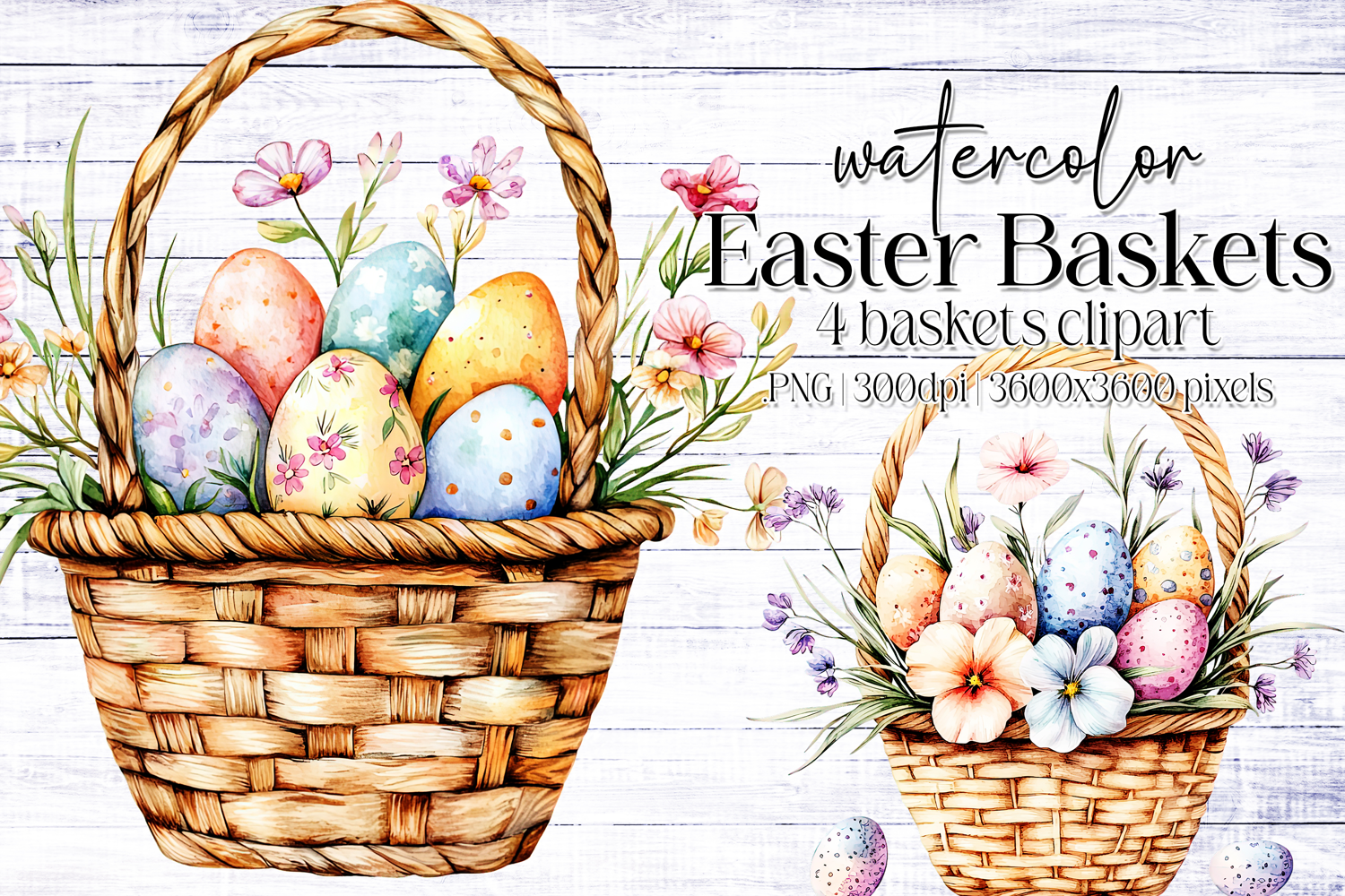 Watercolor Easter Basket Graphics | Sublimation Easter PNG product image 1