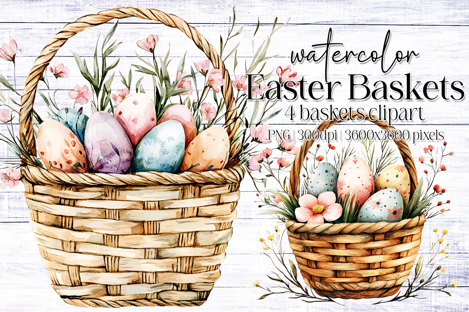 Watercolor Easter Basket Graphics | Sublimation Easter PNG product image 1