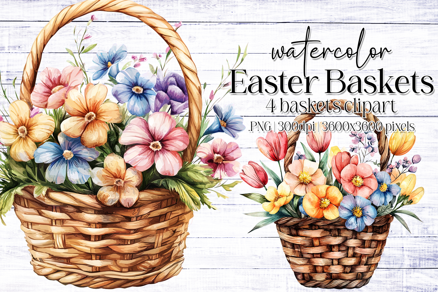 Watercolor Easter Basket Graphics | Sublimation Easter PNG product image 1
