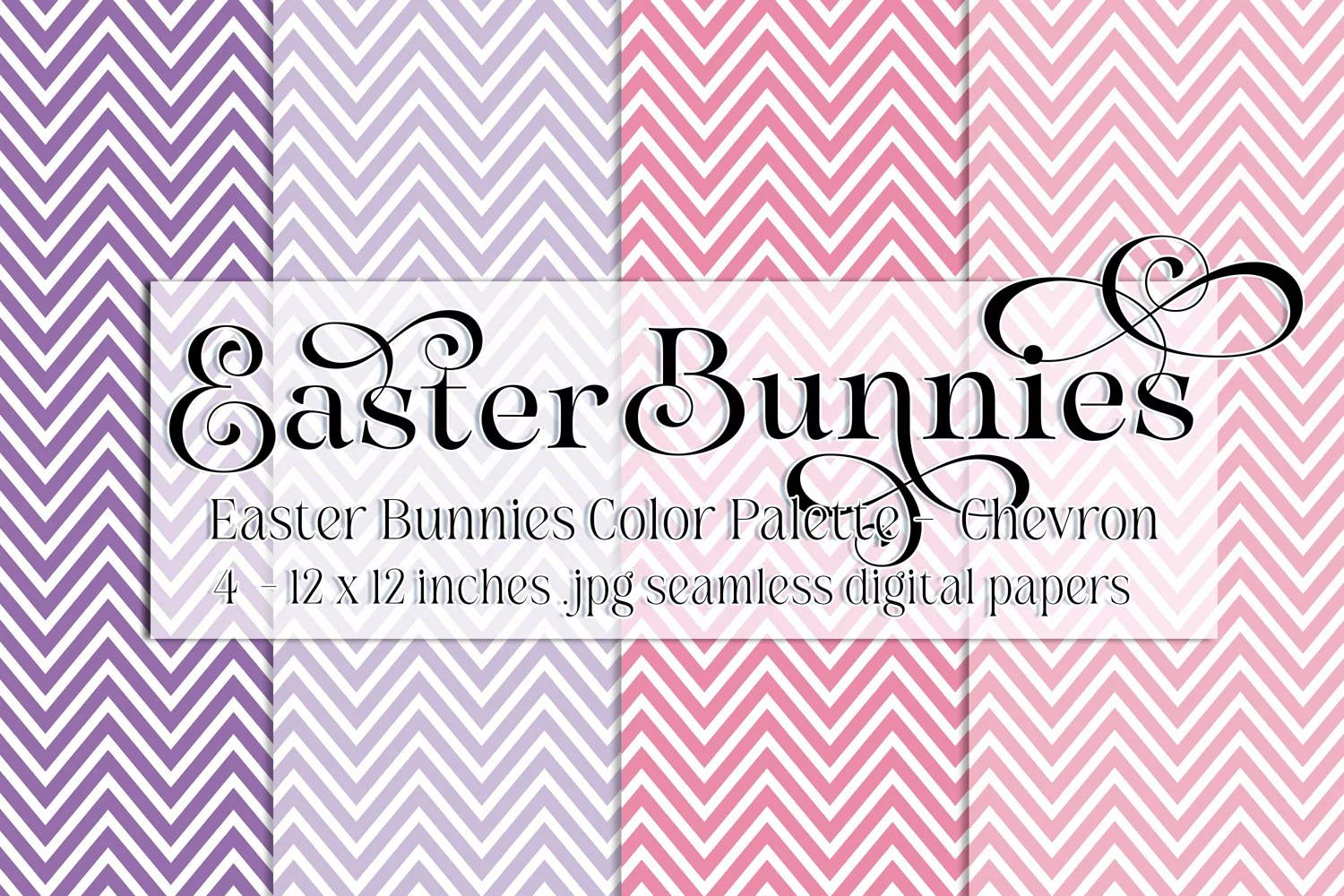 Easter Background, Easter Bunnies CP Chevron 12x12 Papers 2 product image 1
