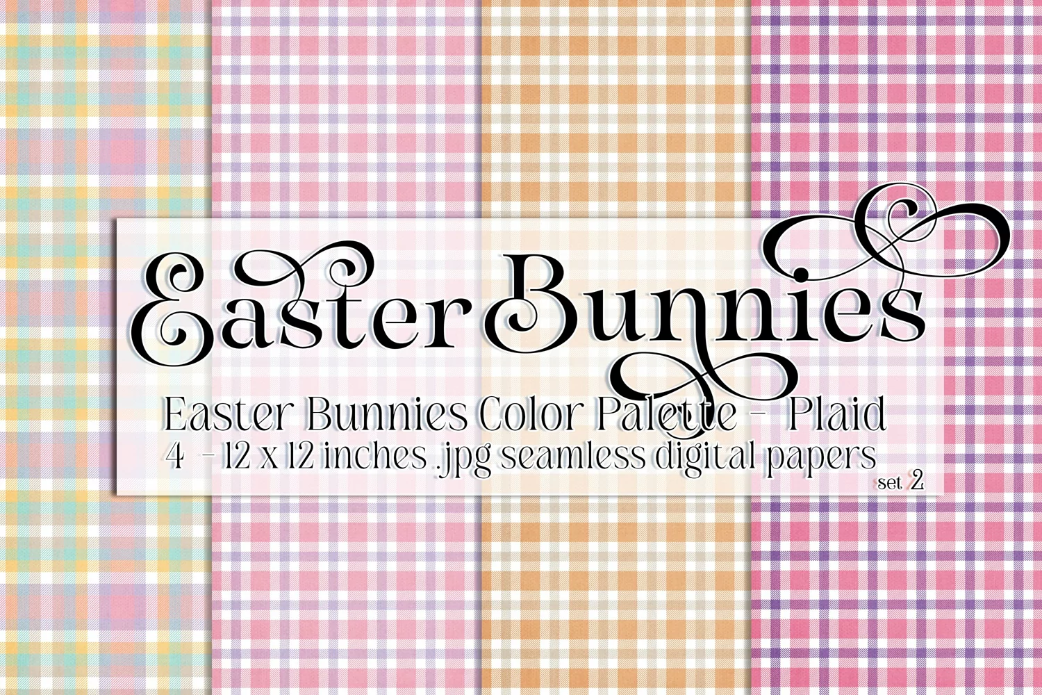 Easter Background, Easter Bunnies CP Plaid 12x12 Papers s2 product image 1