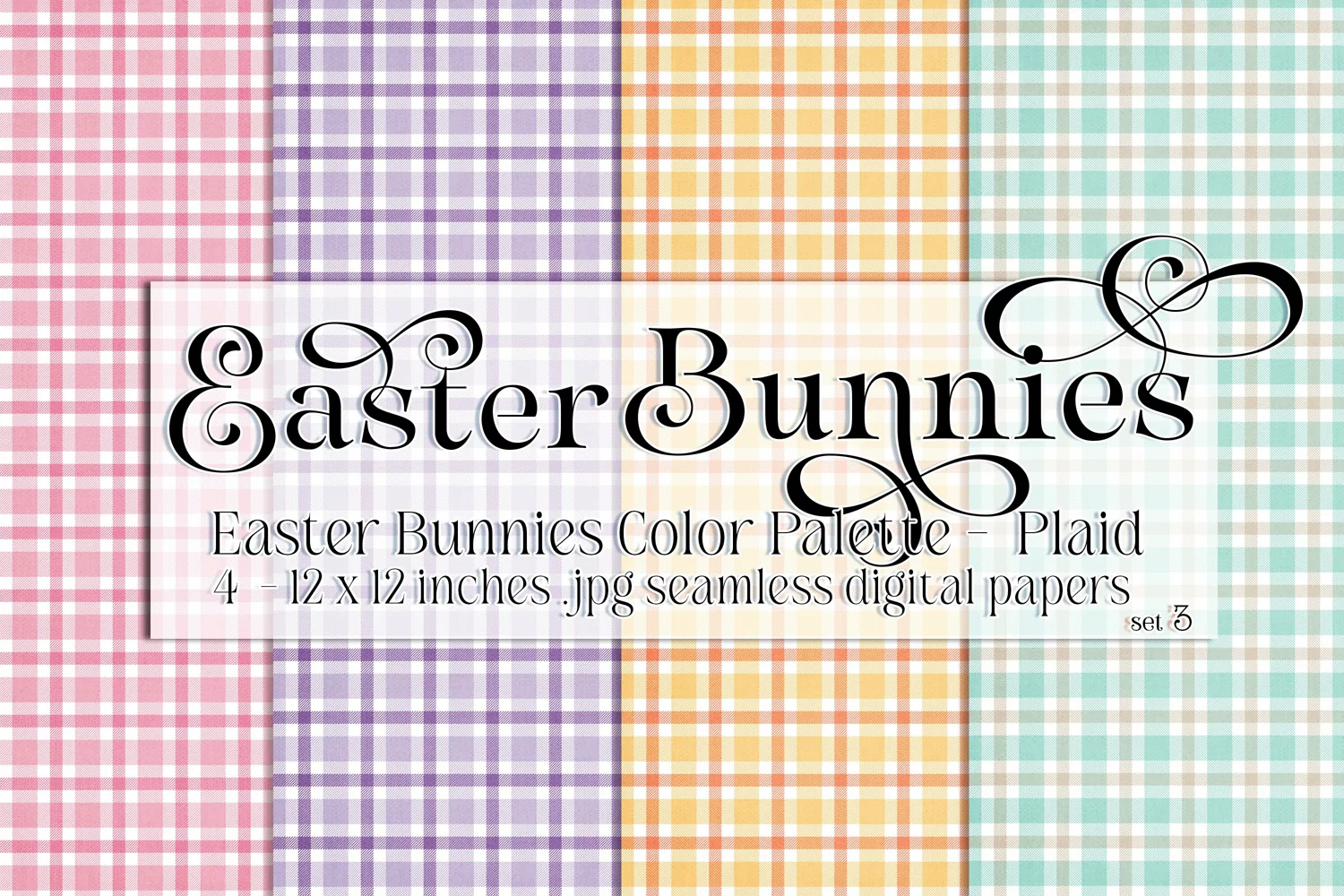 Easter Background, Easter Bunnies CP Plaid 12x12 Papers s3 product image 1