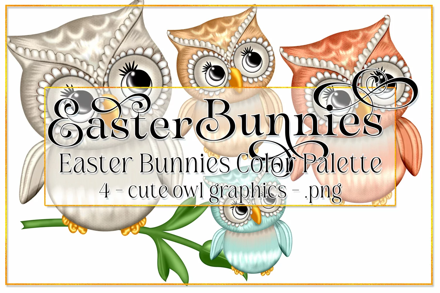 Easter Graphics, Easter Bunnies CP, Easter Owl Graphics s1 product image 1