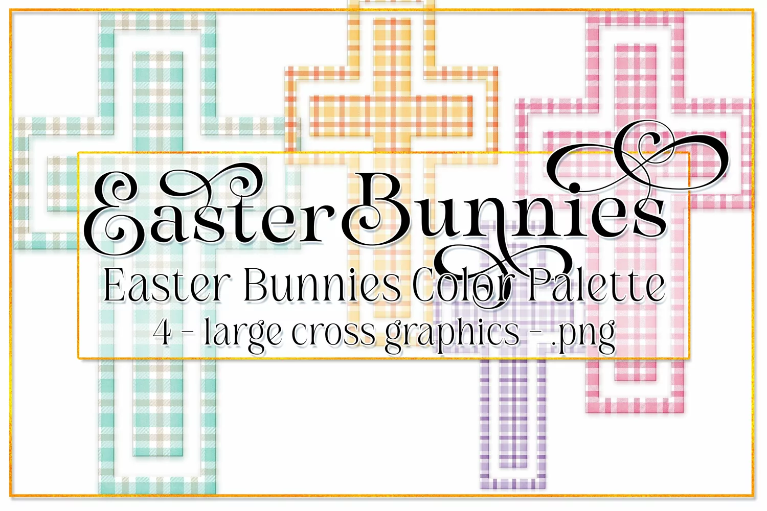 Easter Graphics, Easter Bunnies CP, Plaid Cross Graphic, s2 product image 1