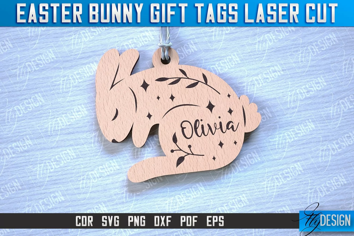 Easter Bunny Gift Tag Laser Cut Design|Easter Bunny Tags SVG product image 1