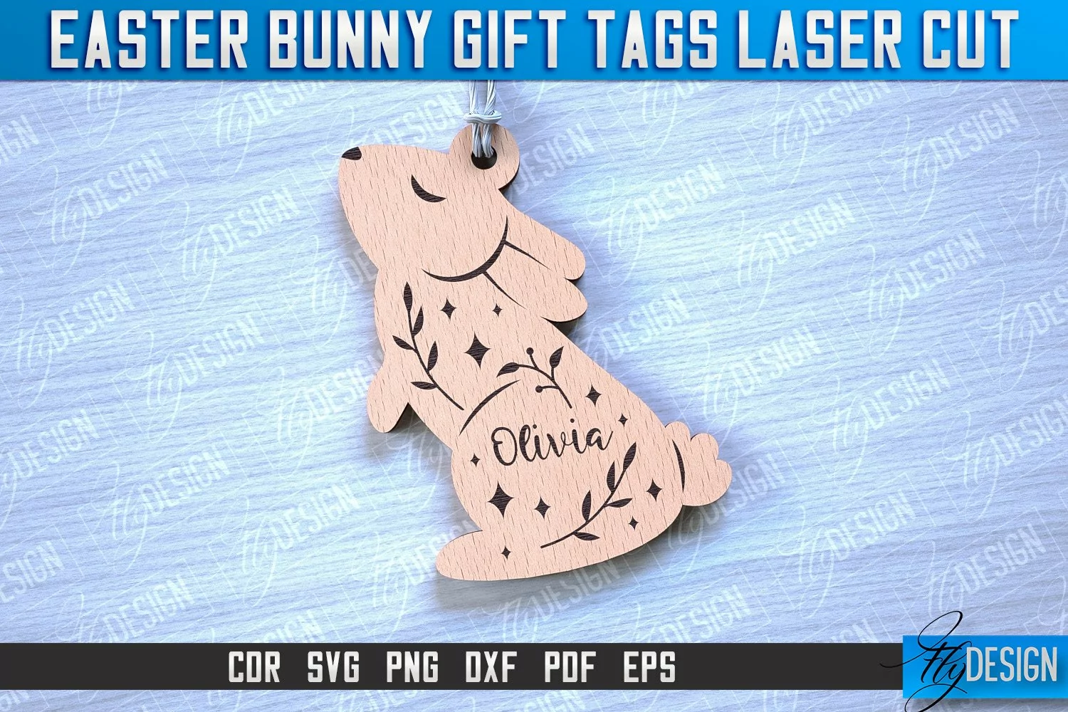 Easter Bunny Gift Tag Laser Cut Design|Easter Bunny Tags SVG product image 1