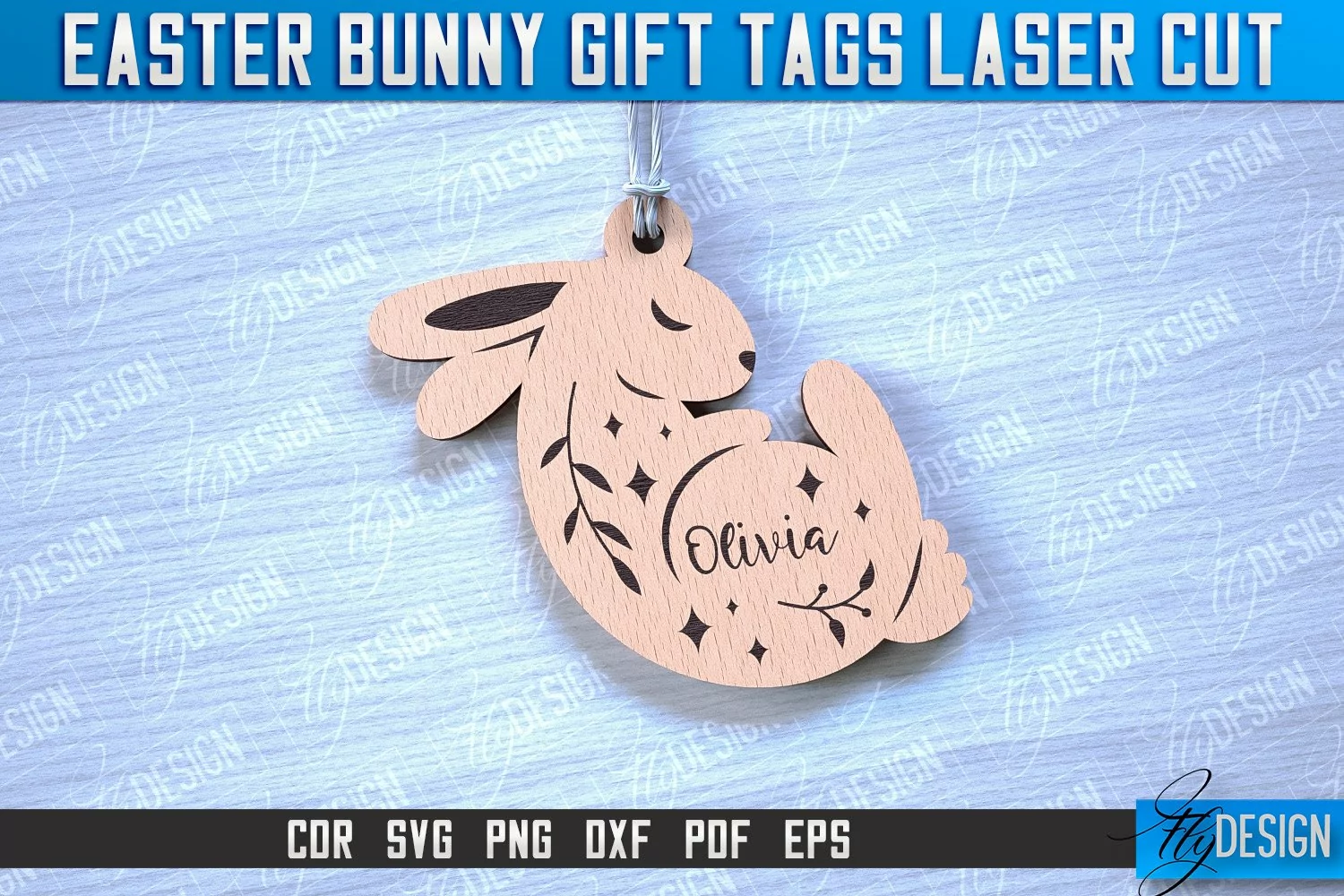 Easter Bunny Gift Tag Laser Cut Design|Easter Bunny Tags SVG product image 1
