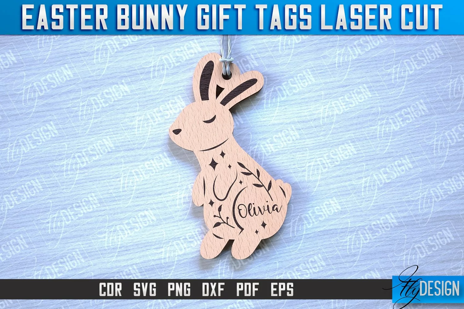 Easter Bunny Gift Tag Laser Cut Design|Easter Bunny Tags SVG product image 1