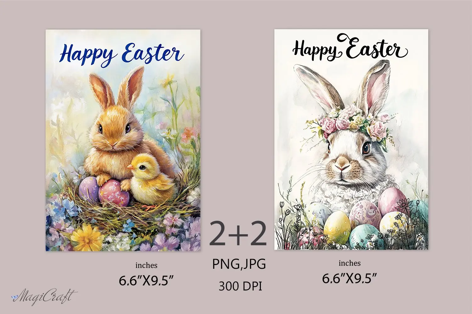 Happy Easter Card| Retro Easter design Cards|bunny| eggs product image 1