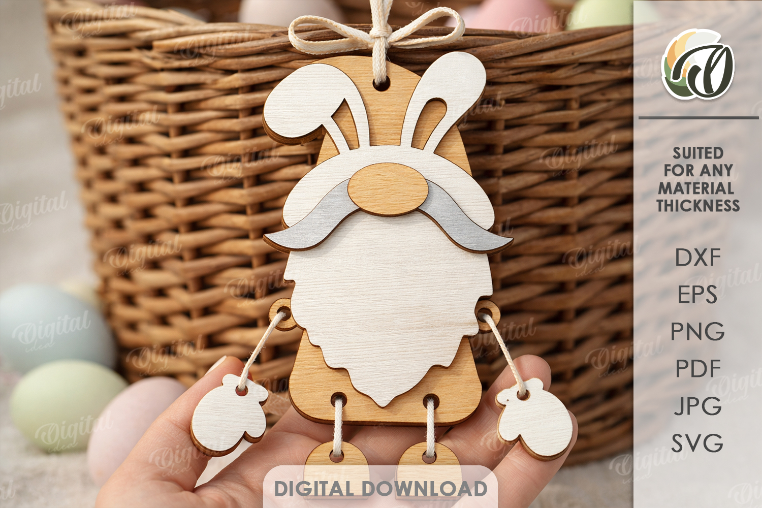 3D Easter Character Tag Laser Cut. Gift Tag. Gnome SVG product image 1