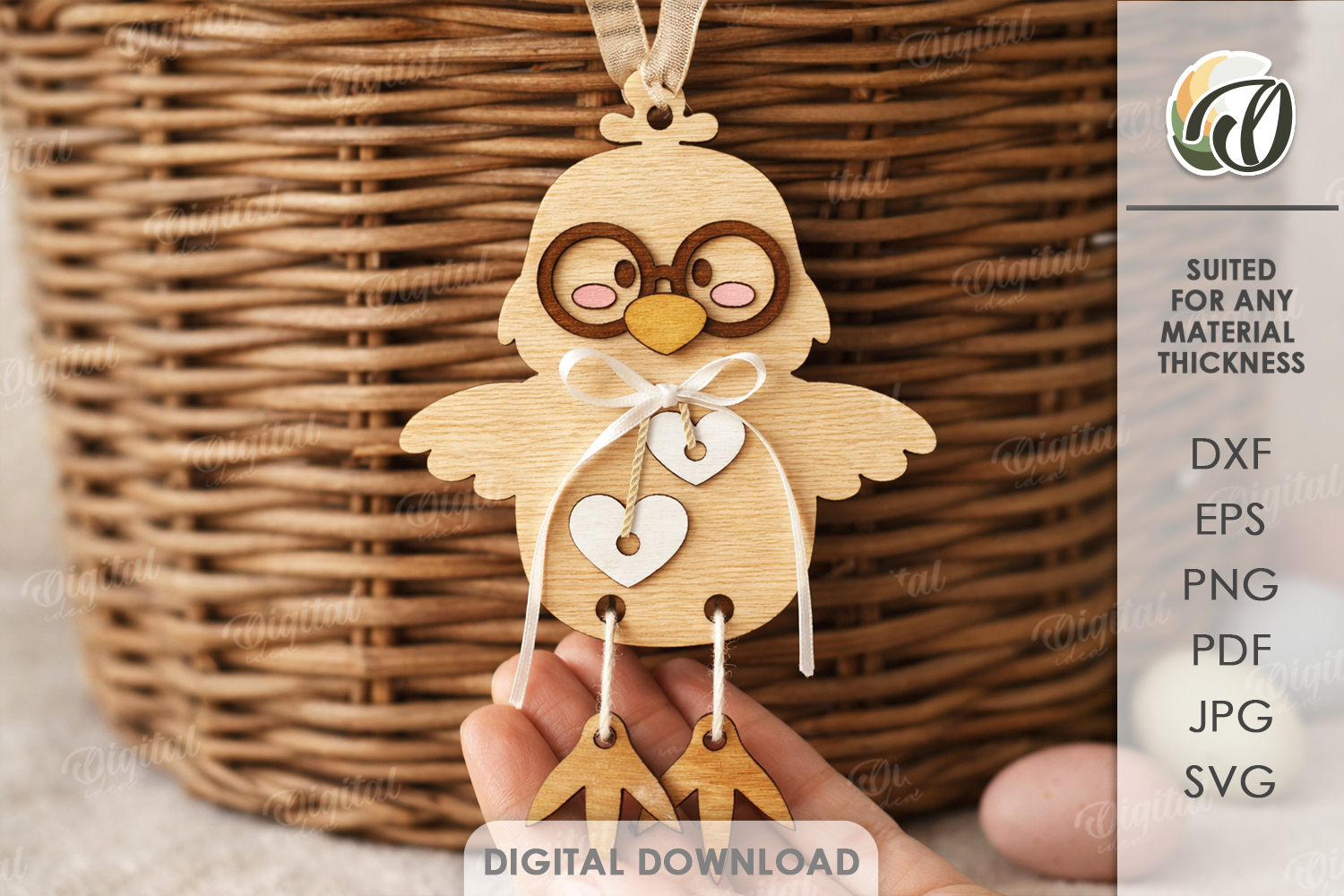3D Easter Character Tag Laser Cut. Gift Tag. Chick SVG product image 1