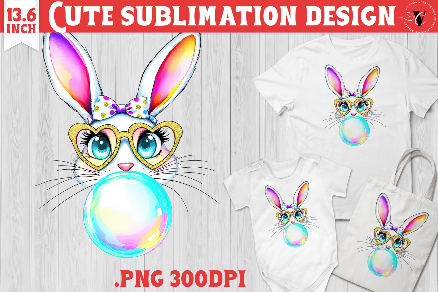 Coquette Easter sublimation | Easter Bunny Face product image 1