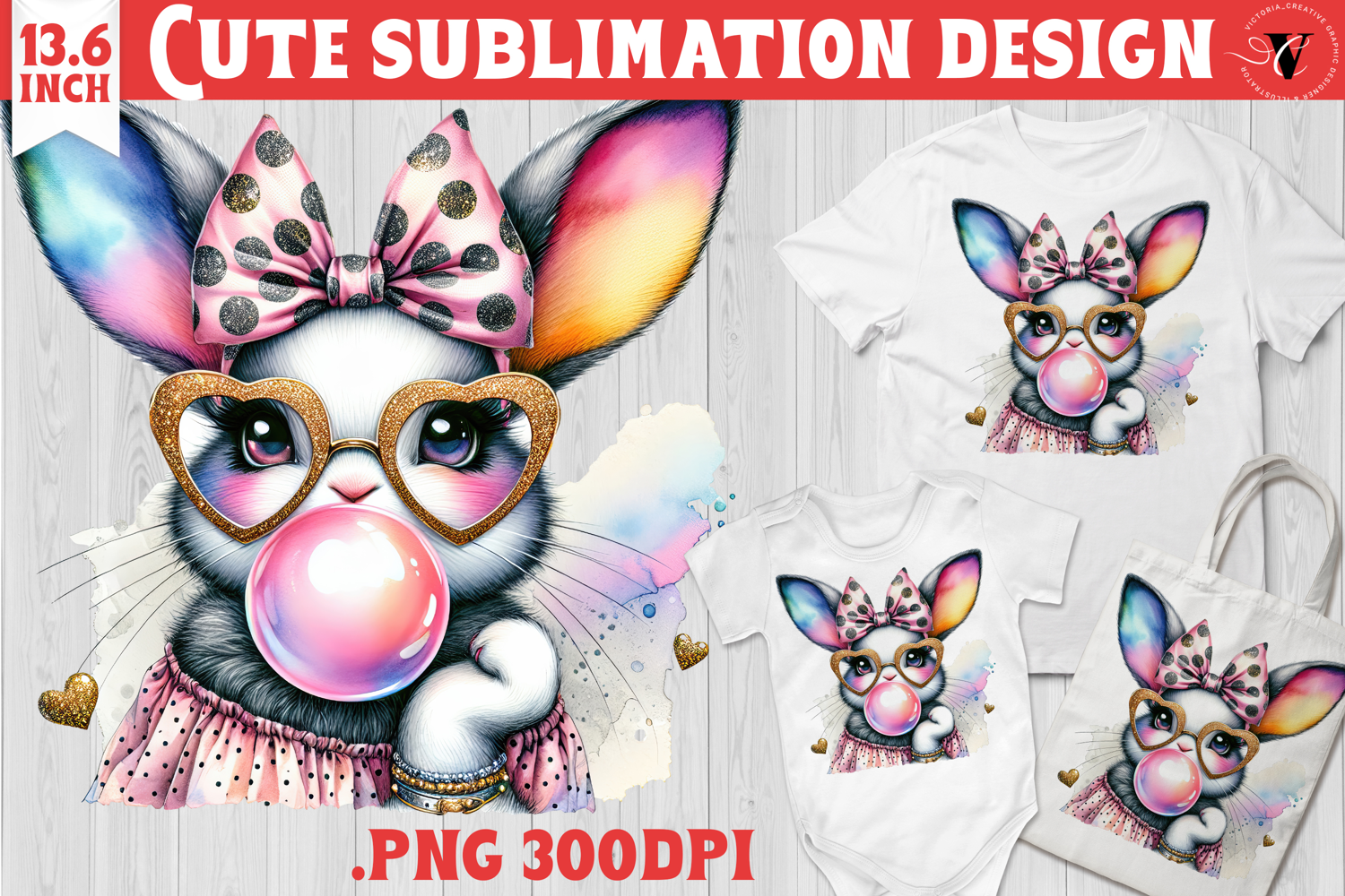 Coquette Easter sublimation | Easter Bunny Face product image 1