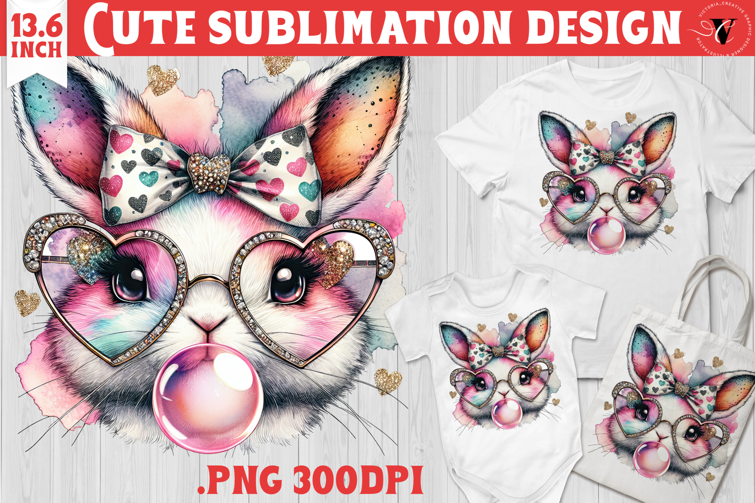Coquette Easter sublimation | Easter Bunny Face product image 1
