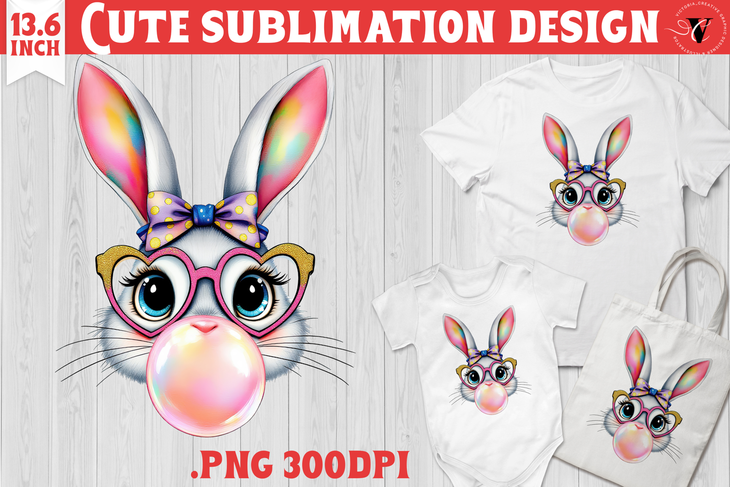 Coquette Easter sublimation | Easter Bunny Face product image 1