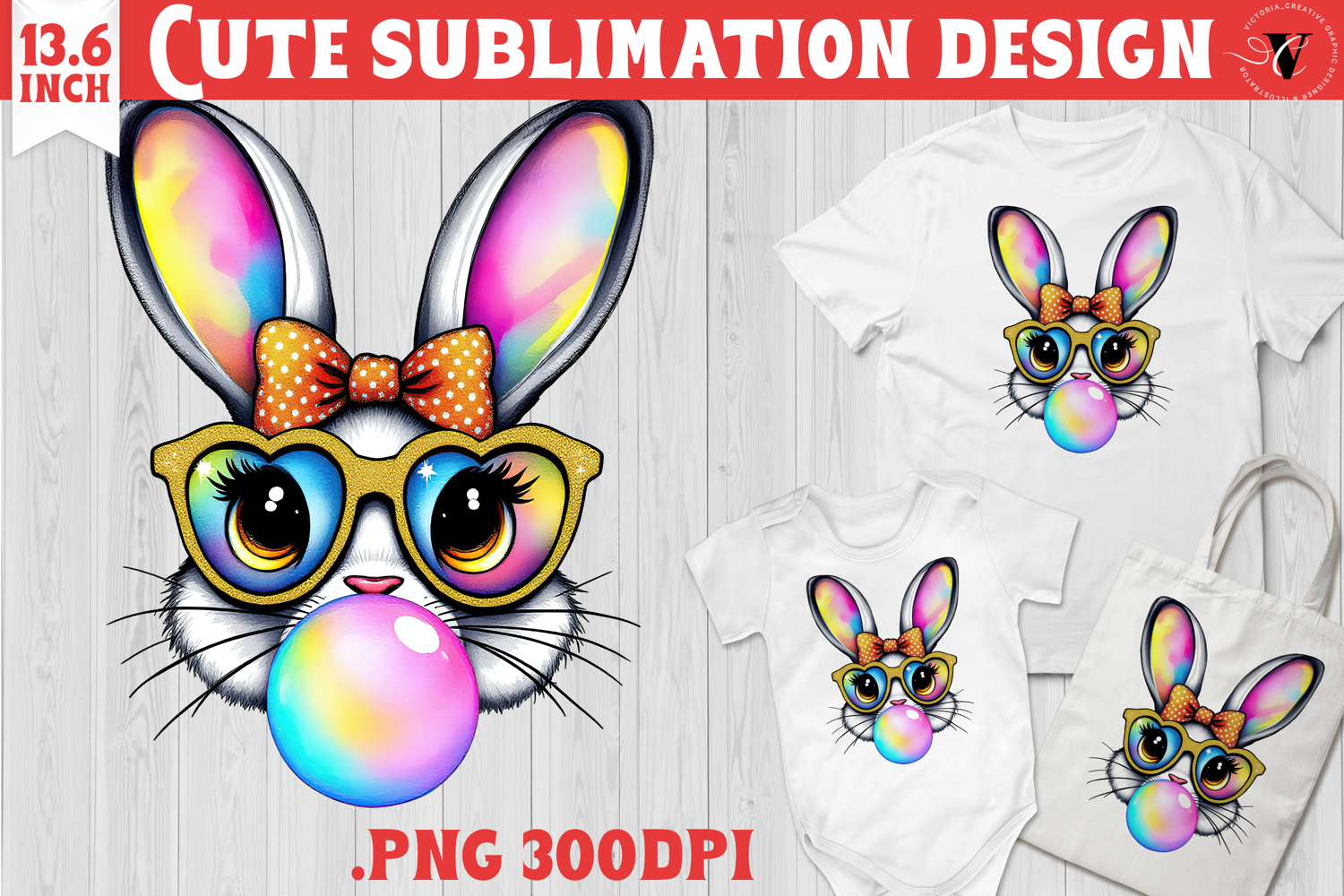 Coquette Easter sublimation | Easter Bunny Face product image 1