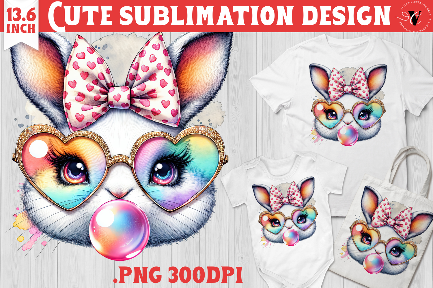 Coquette Easter sublimation | Easter Bunny Face product image 1