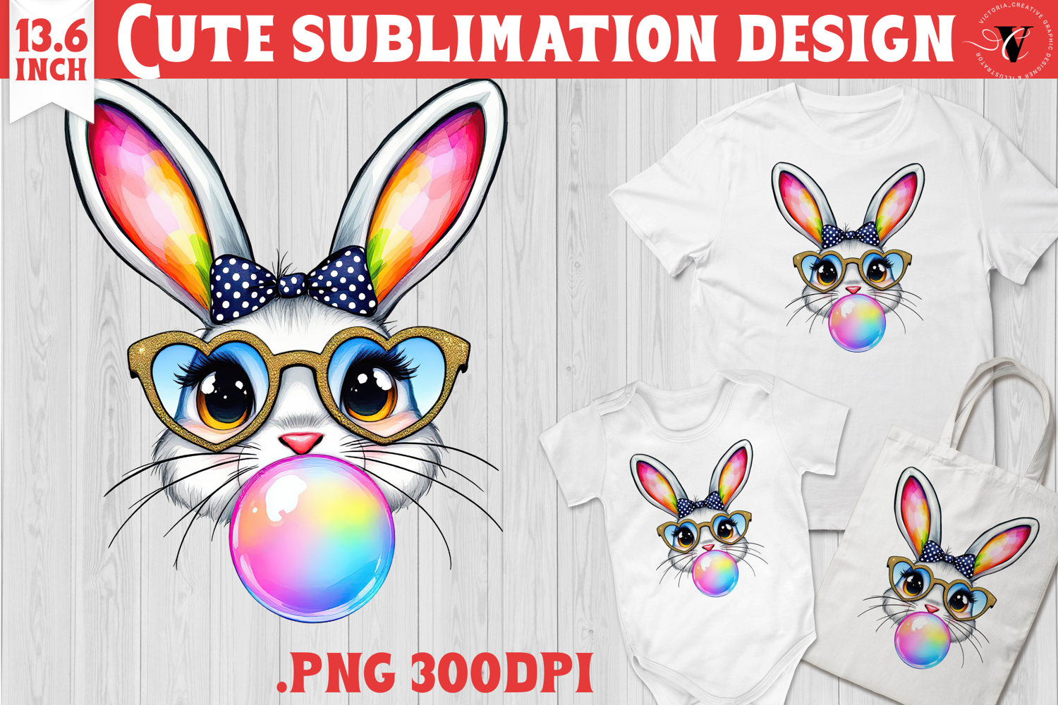 Coquette Easter sublimation | Easter Bunny Face product image 1