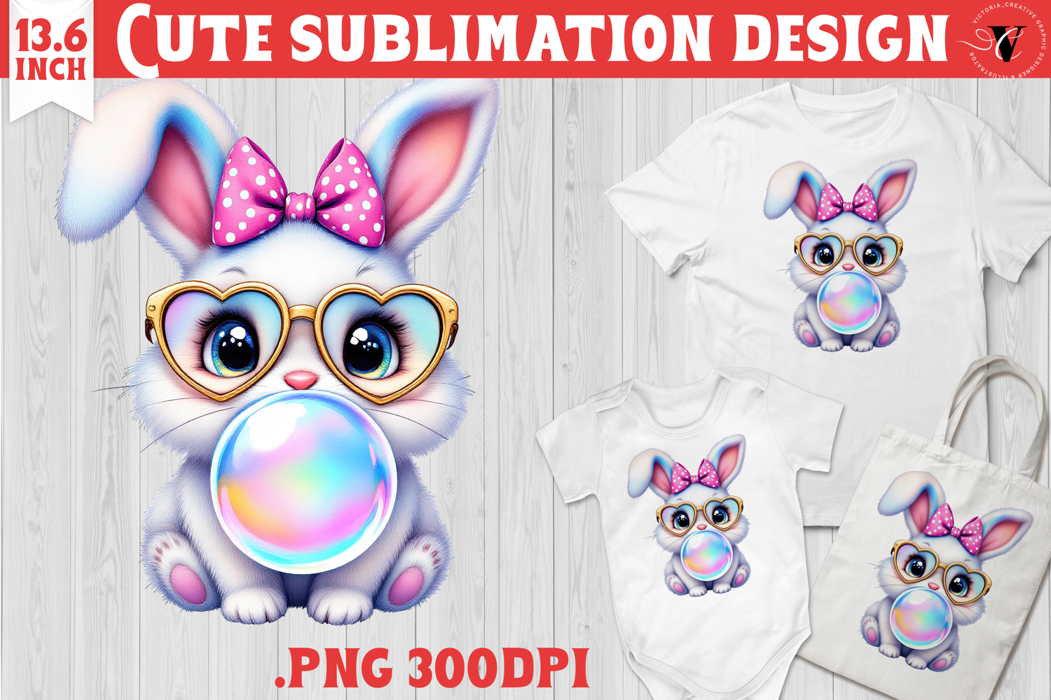 Coquette Easter sublimation | Easter Bunny Face product image 1