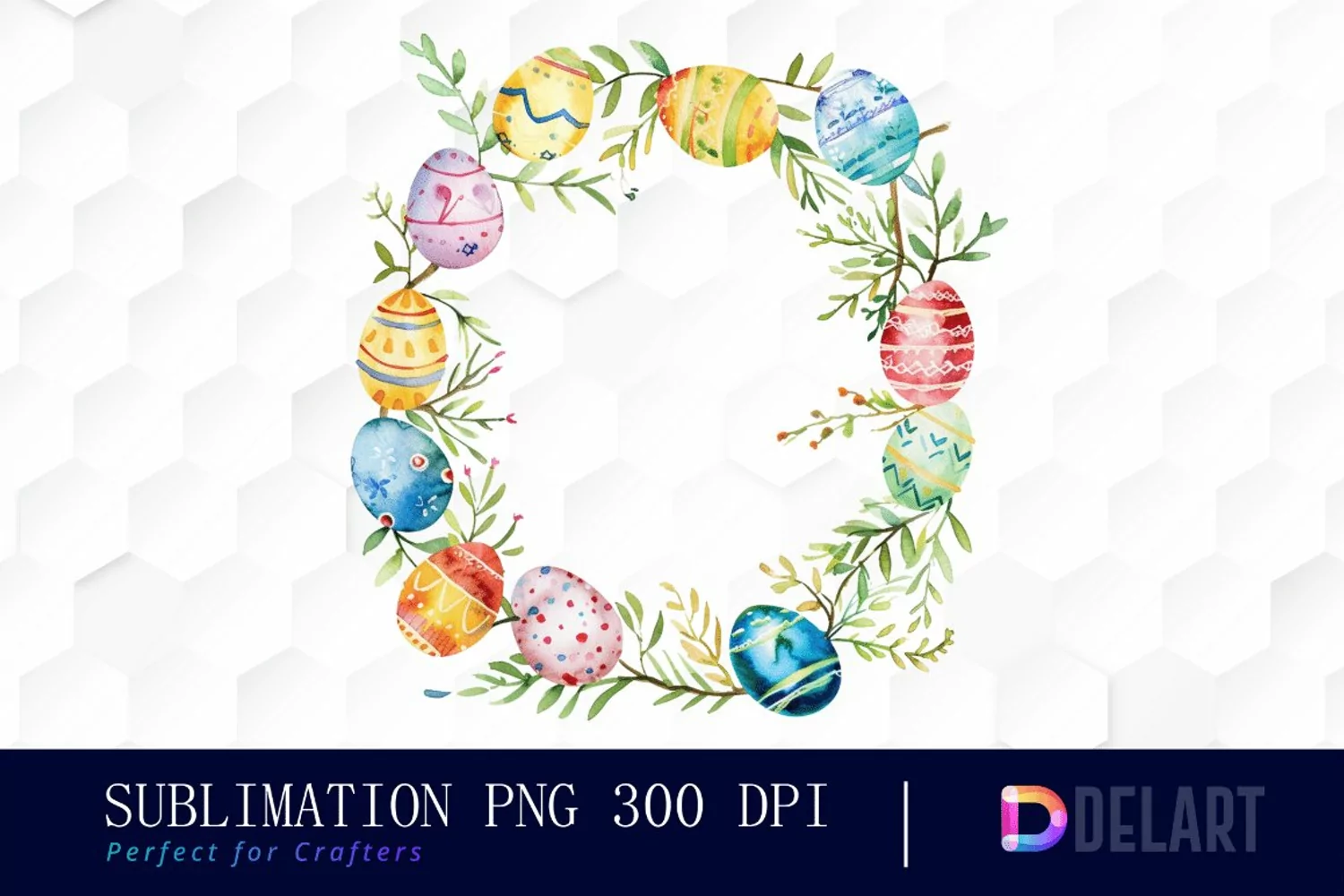 Easter Egg Wreath Illustration Clipart product image 1