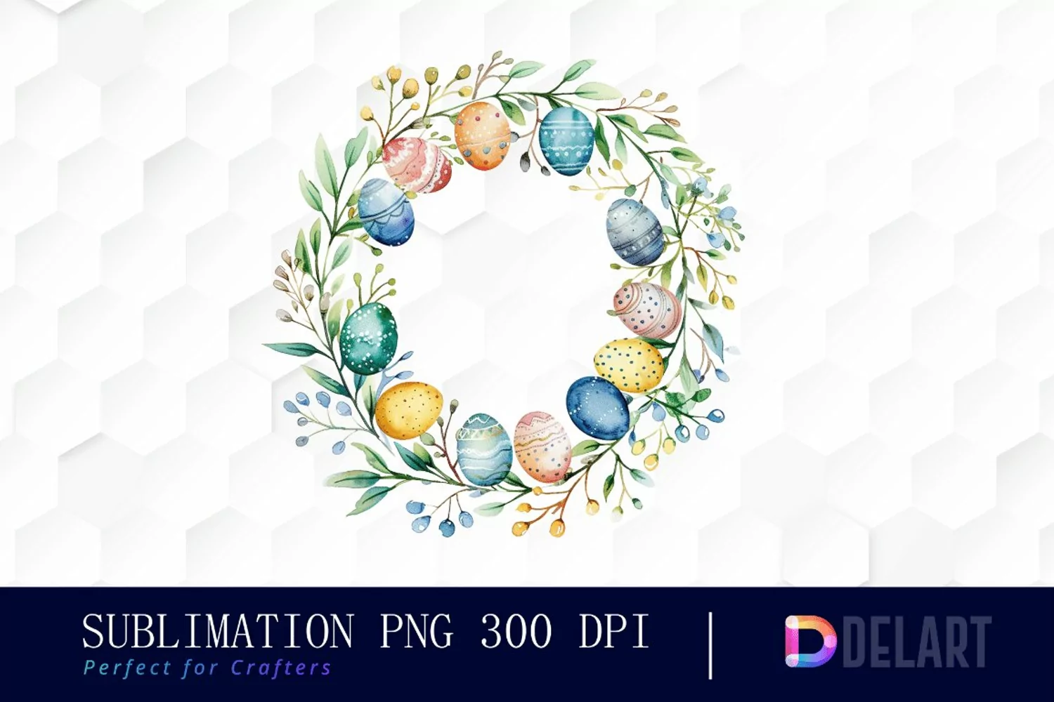 Easter Egg Wreath Illustration Clipart product image 1